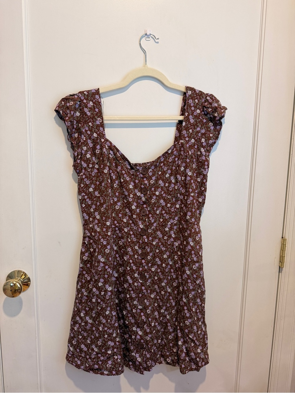 Aeropostale Brown Mini Dress with Purple Floral Print